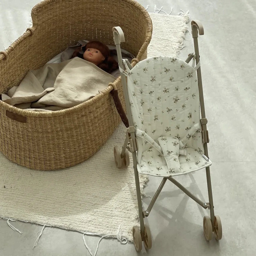 Vintage Flowers Minikane Doll Accessory Toys Dolls Cotton Stroller with Pouch