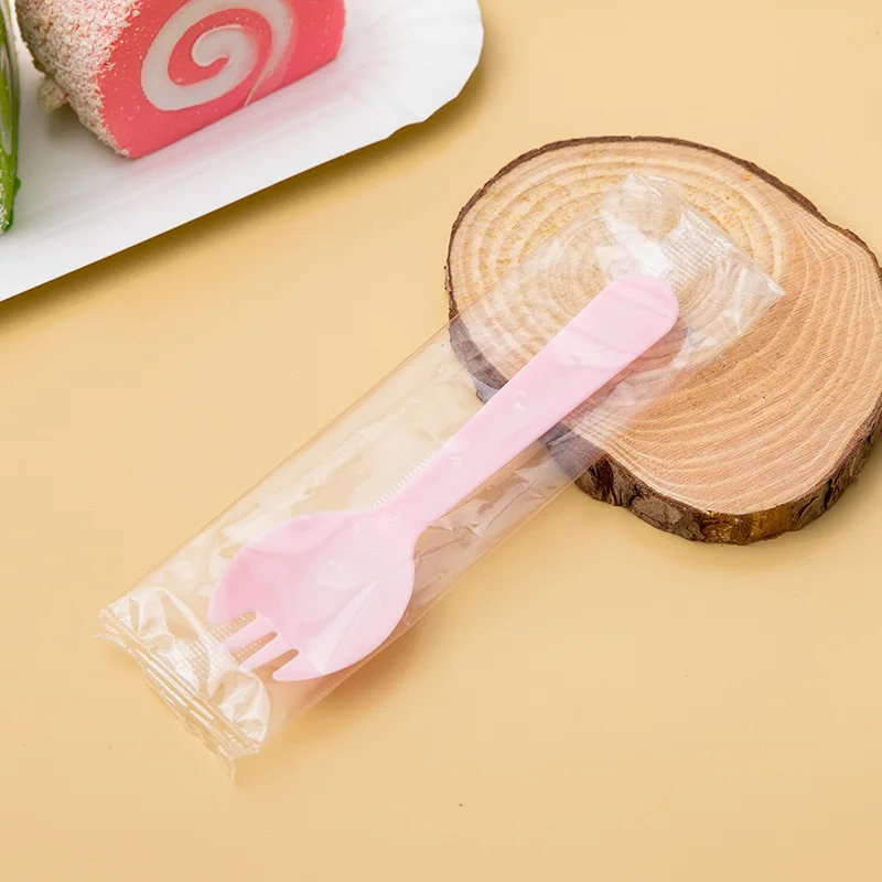 Disposable fruit fork dessert spoon plastic tableware spork