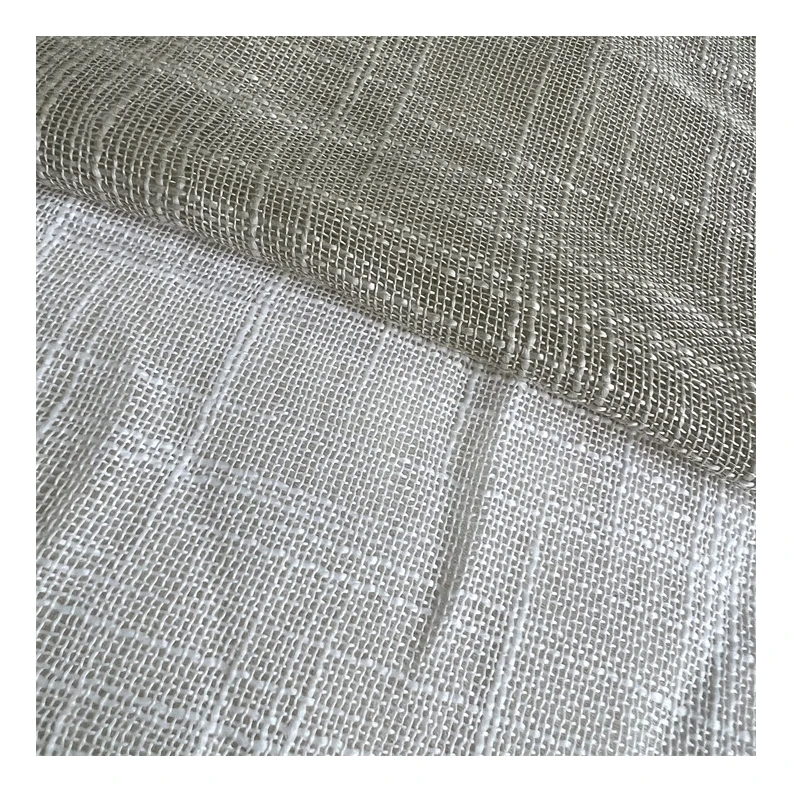 CC-5888-010 Hot Selling Wholesale Linen Look Plain Sheer Damasco  Breathable Curtain Fabric Home Textile Upholstery High Quality