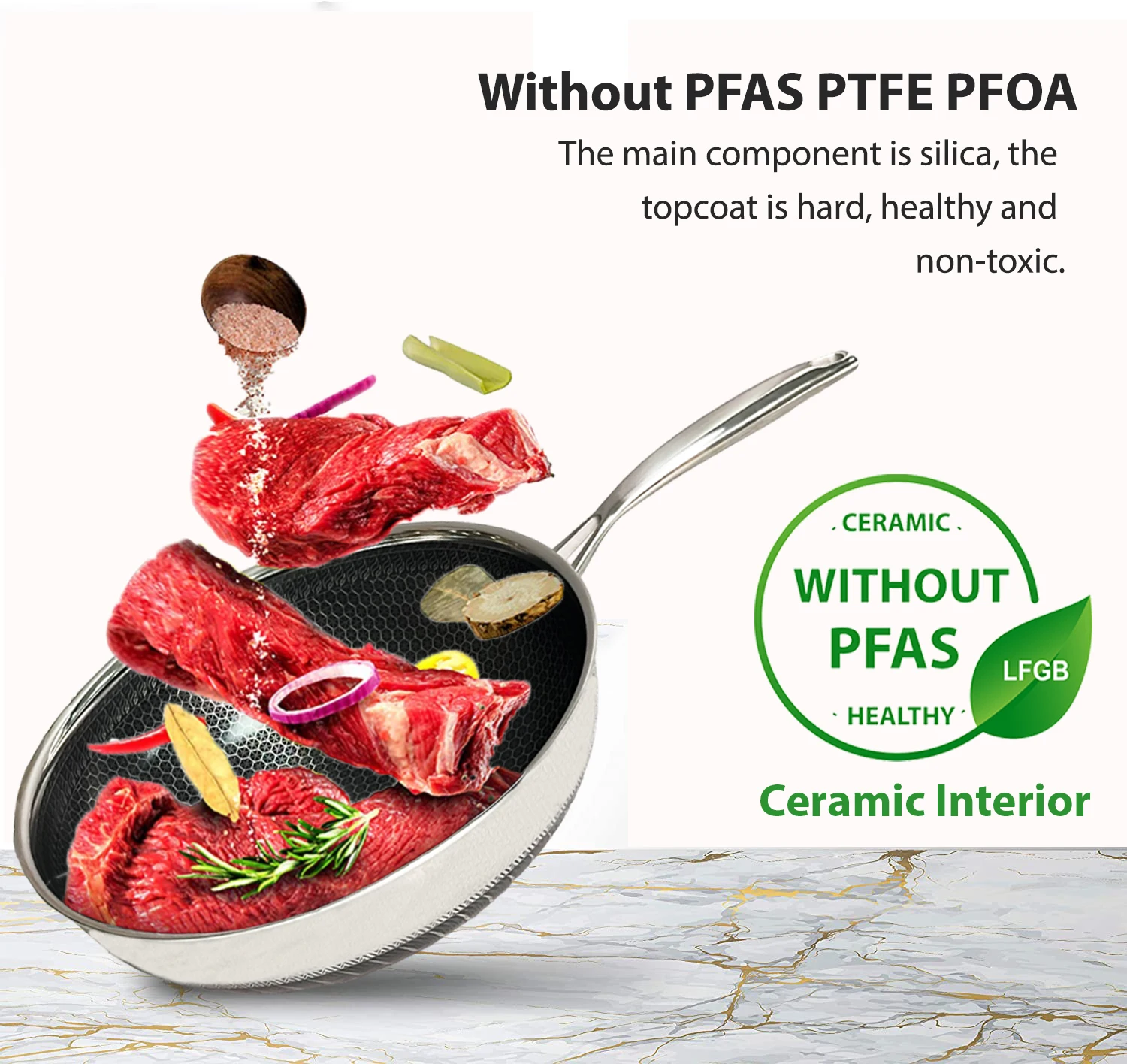 304 Stainless Steel Cookware Sets Ceramic Honeycomb Pot And Pans Premium Nonstick Fried Steak Skillet