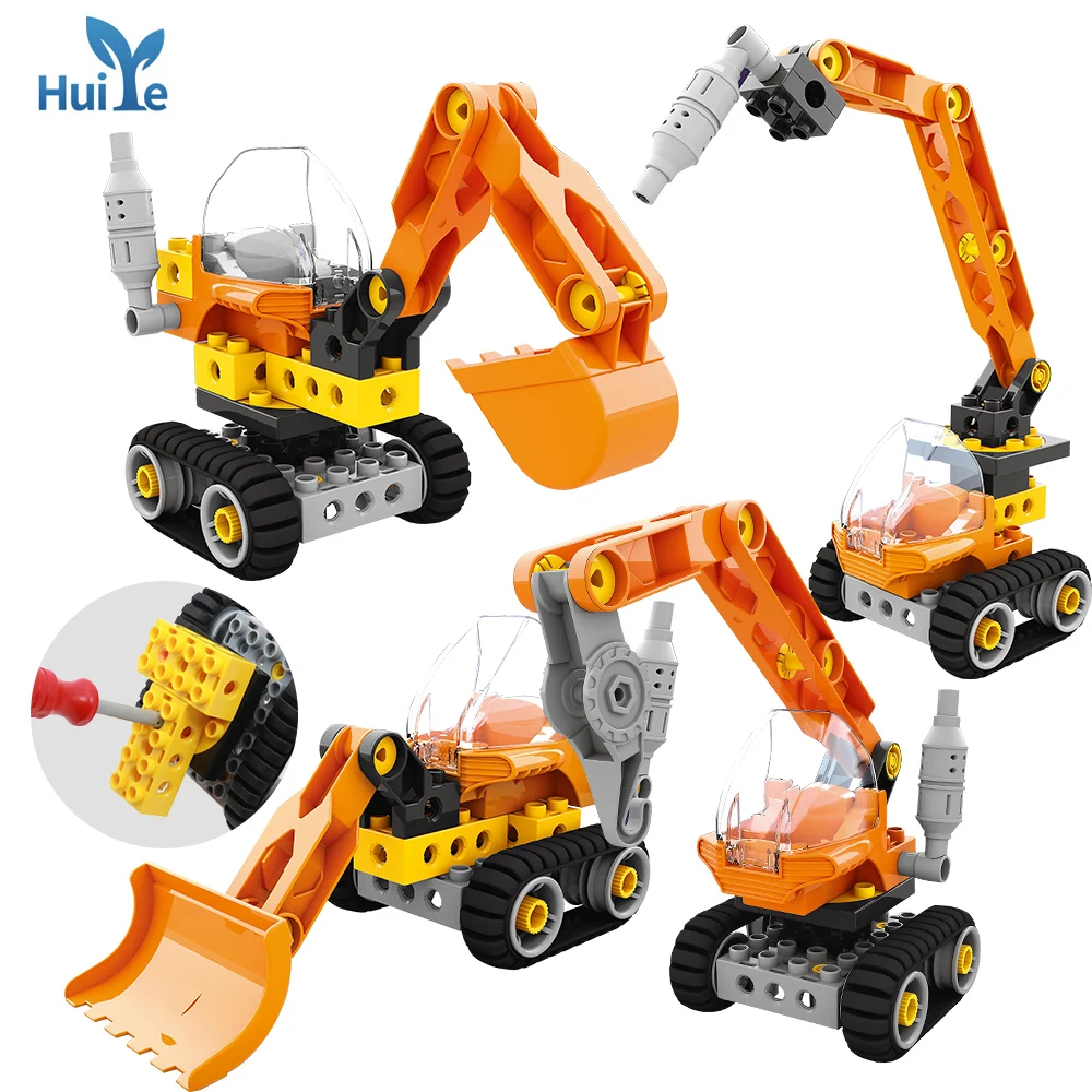 Huiye bricks toys funny blocks play set for kids educational stem building blocks toys plastic mechanical gear blocks set