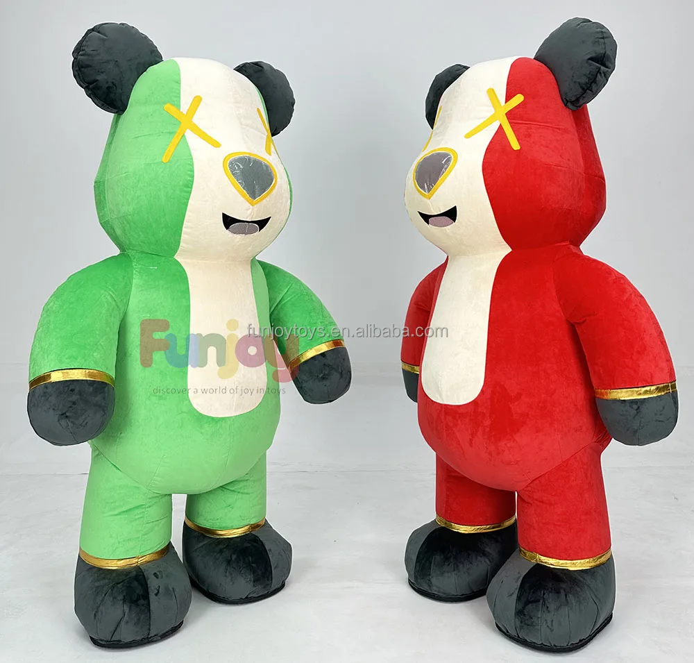 2m Soft Plush Inflatable Red&Green Violence Bear Mascot Costume for Entertainments