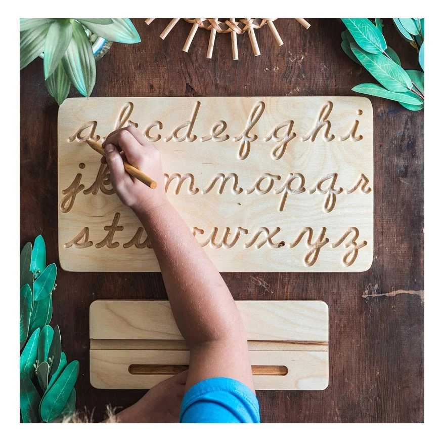 
Wooden Tracing Board Stand Cursive Alphabet Early Learning Board Writing Training Toddler Montessori Educational Toy for Kids 
