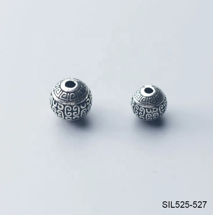 S925 стерлингового серебра Античный стиль ювелирных изделий DIY Круглые бусины 8 мм 10 12