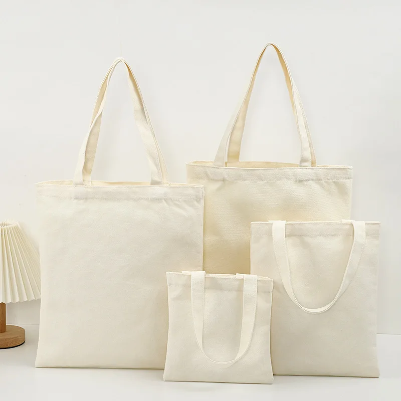 Eco Friendly Wholesale Personalised High Quality White Blank Plain Cotton Canvas Tote Grocery Bag For Travel