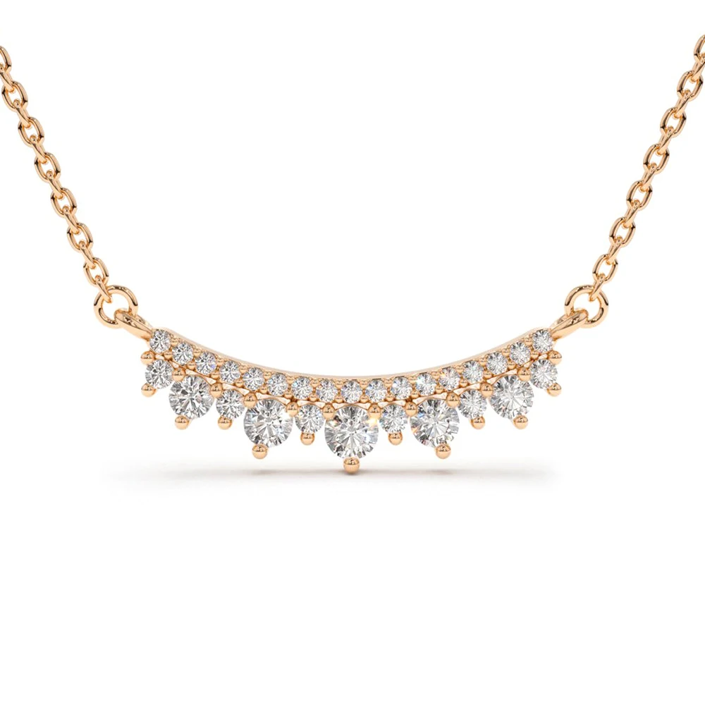 Wholesale Women Dainty 925 Sterling Silver Jewelry Crown Zircon Beads 18k Gold Plated Necklace