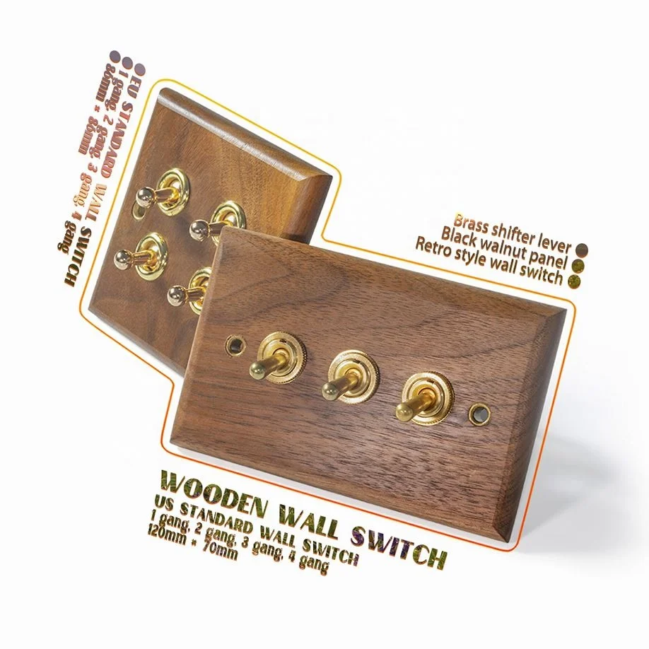 2021 New Design Wall Switch Socket Australia Design Light Switch Real Wood Grain Panel Wall Switch For House
