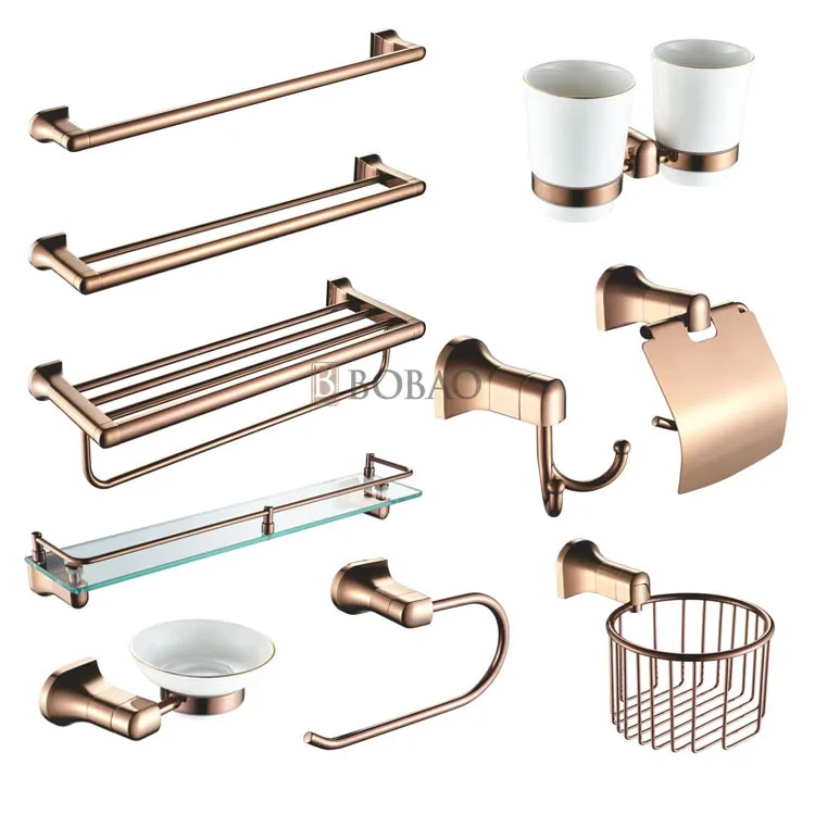 Luxury Bathroom Hardware Pendant Rose Gold Wall Mounted Brass Bathroom Accessories Set