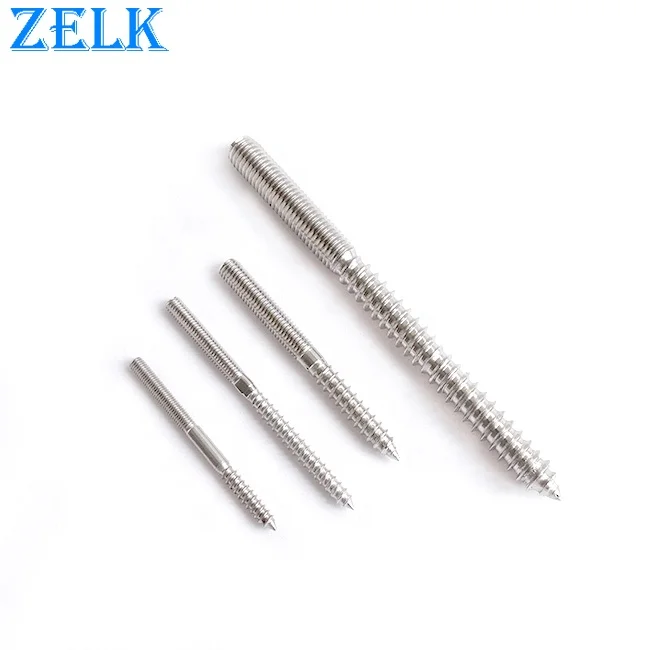 Rigging Screw SS304 316 Stainless Steel Double Thread Ended Wooden Machine Dual Thread Screw Stud