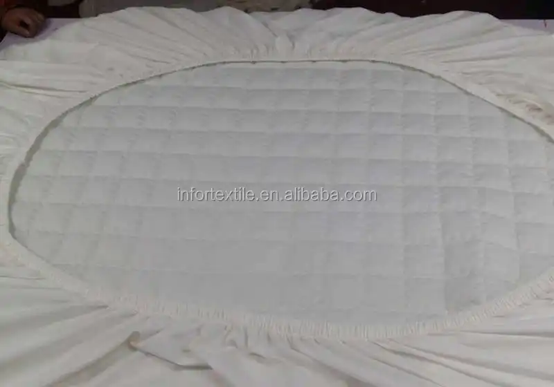Luxury Quilted Cotton Fitted Waterproof Mattress Protector with Cotton Stripe Fabric