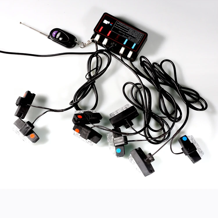 Biaochi 12 Volt 24V 16 LED Grill Strobe Lights Kit For Tow Truck Grille Warning Lights Emergency Flashing Lamp Wireless Control