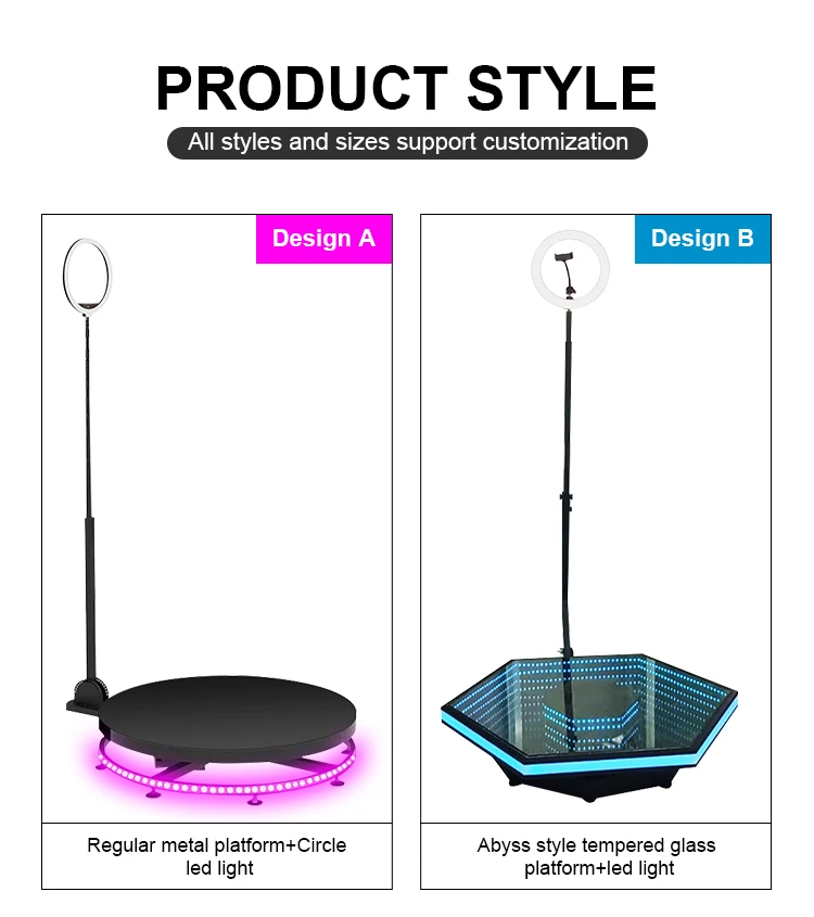 Party supplies spinning video photobooth 68cm 80cm 100cm 115cmwedding portable 360 photo booth automatic