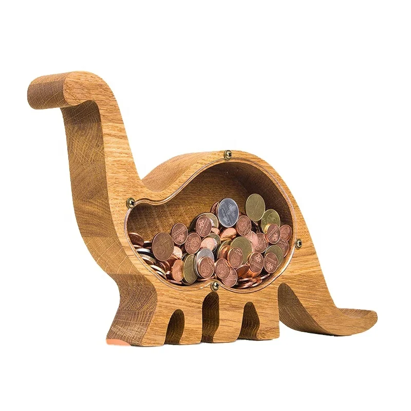 wooden Coin Money Bank Animals Shaped Money Saving Boxes Wooden Piggy Bank