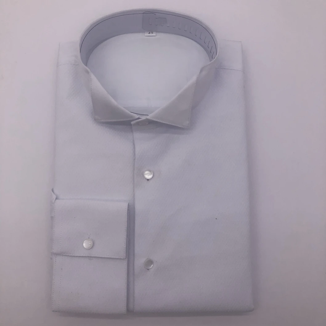 
Hot Sale Solid Pure Cotton Wing Tip Collar Long Sleeve Tuxedo Shirt For Men 