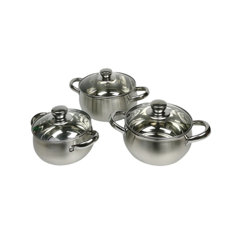 Manufacturer Good Quality Kitchenware Cook Stainless Steel Cookware Set Soup Pot With Glass Lid