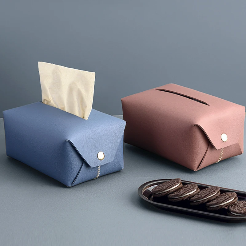 Home Table Tissue Dispenser Travel Baby Paper Container Cover Office Desktop Napkin Box Hotel Car Small Pu Leather Tissue Box