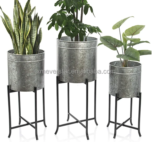 Galvanized Planters Flowers Decorative Round Garden Copper Metal Bucket Plant Pot Ice Bucket