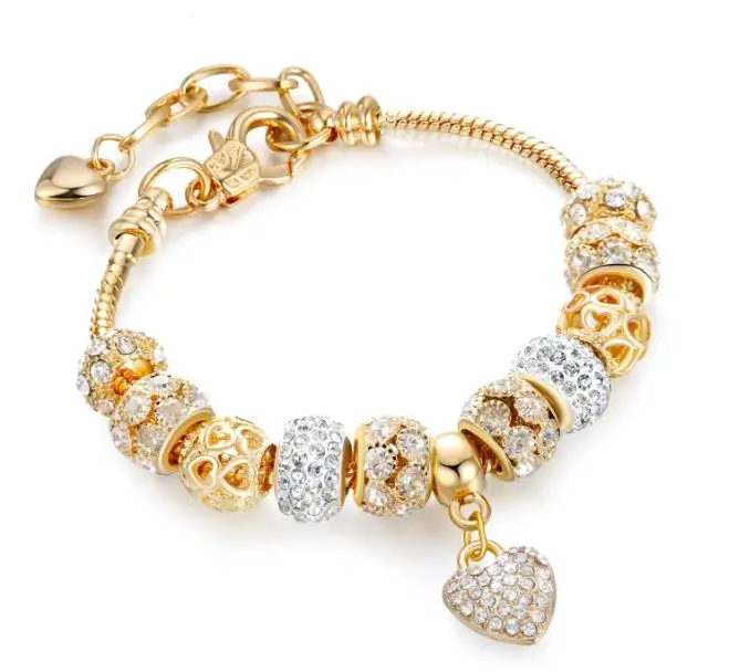 Very popular  gold  jewellery bead bracelet crystal  charm bangle bracelet