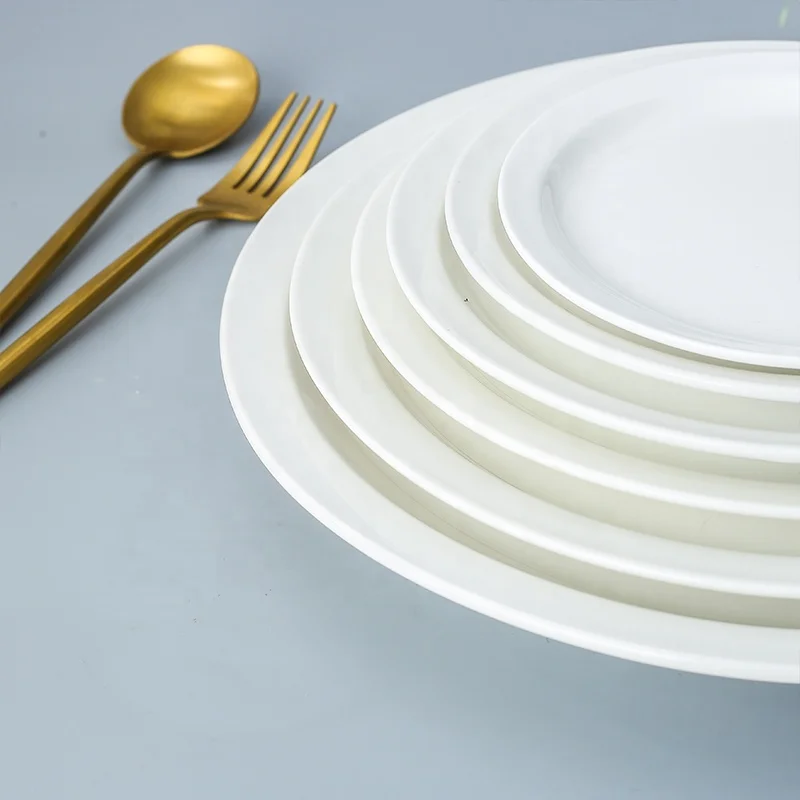 2021 New High Quality White Porcelain Narrow Side Plate Hotel Custom Wholesale Dessert Plate Nordic Style Ceramic Tableware