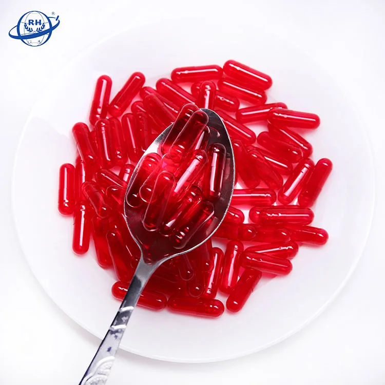 Shaoxing RENHE gelatin hollow capsules size 0 transparent red empty capsule manufacturer