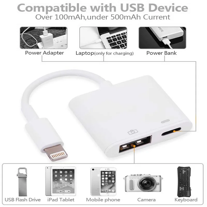  USB-адаптер для камеры 2 в 1 USB-кабель OTG синхронизации данных совместимый с iphone ipad считыватель карт разветвитель
