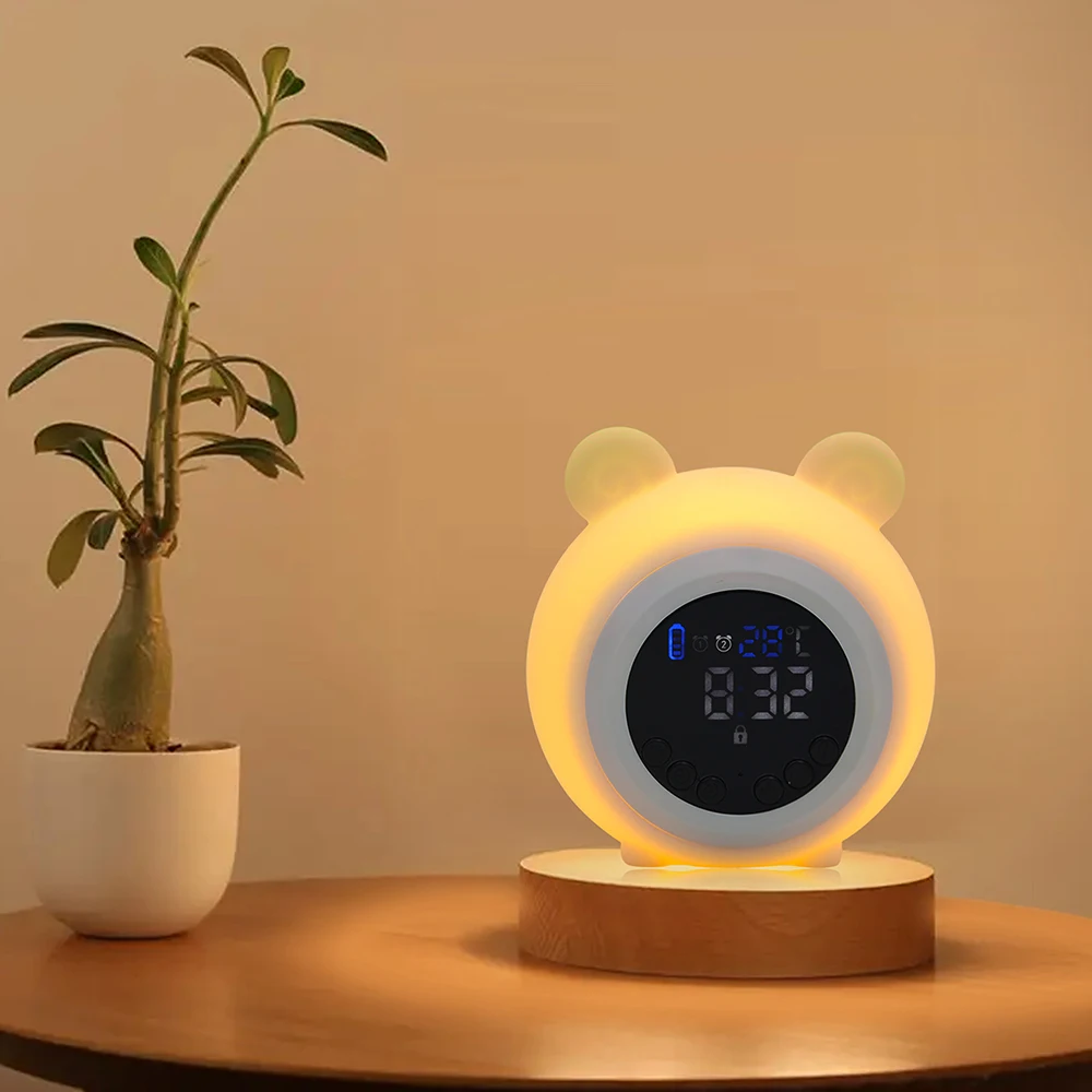 Sheep Sleep Trainer Clock Lamp Help Child Establish Healthy Sleep Habits Dual Alarm White Noise Sound Machine for Kid Room Clock