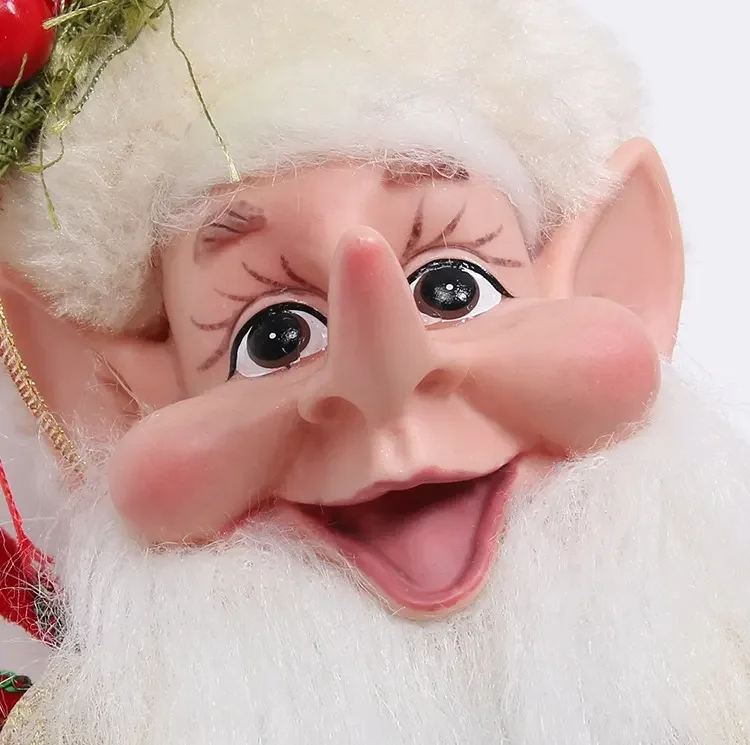 Custom Christmas Elves With Wreath Hanging Decoration Elf Home Party Wall Pendants Ornaments Christmas Plush Elf Dolls