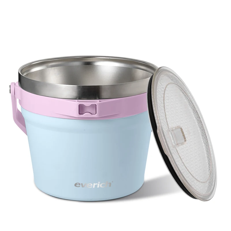 Everich BPA-Free stainless steel 7L 230oz hard cooler box with lid cooler bucket ice buckets with handle holds 3 wine bottles