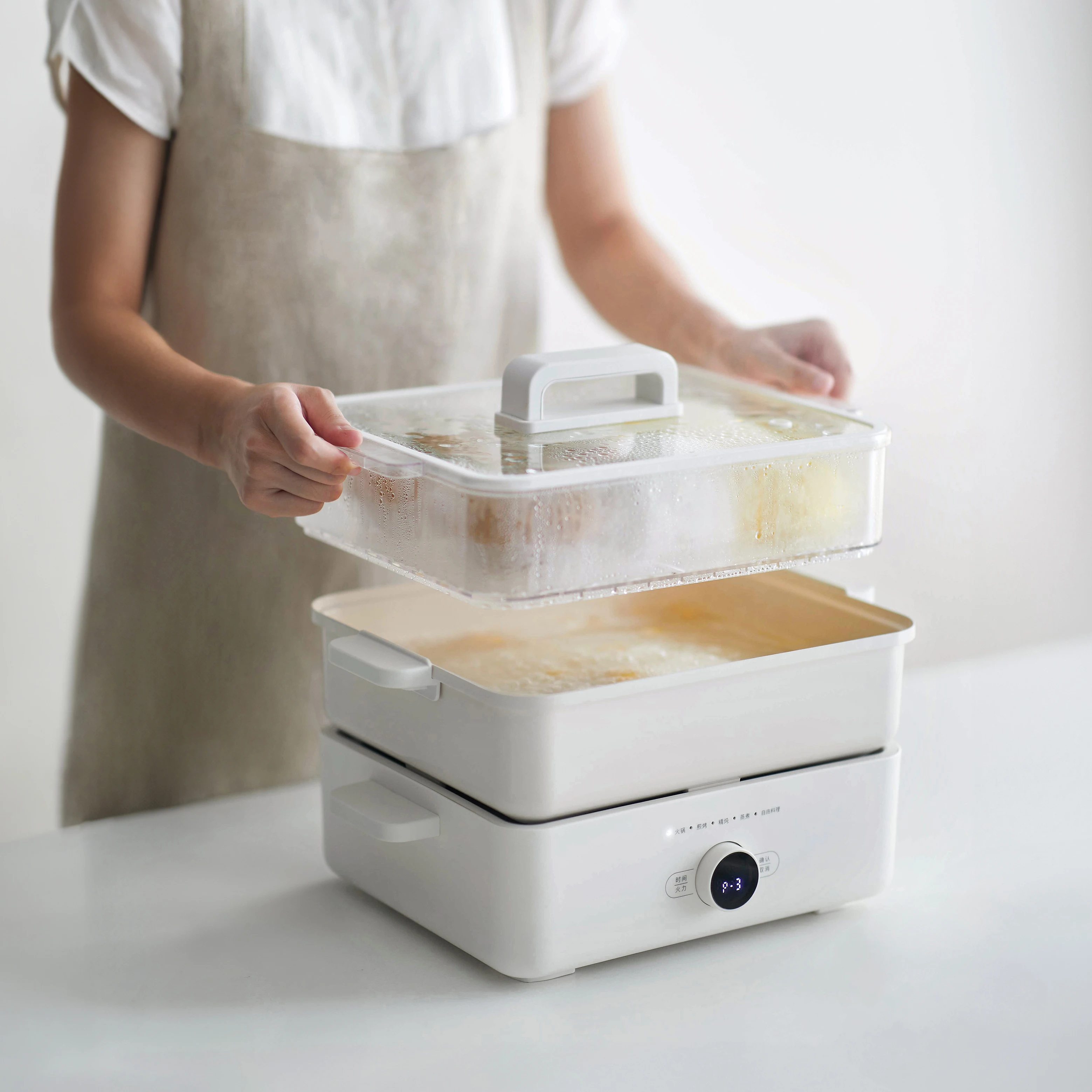 4.5L Multi-function Electric Hot Pot Non-stick Grill Pan Multipurpose Electric Cooking Pot Frying Pan With Steamer