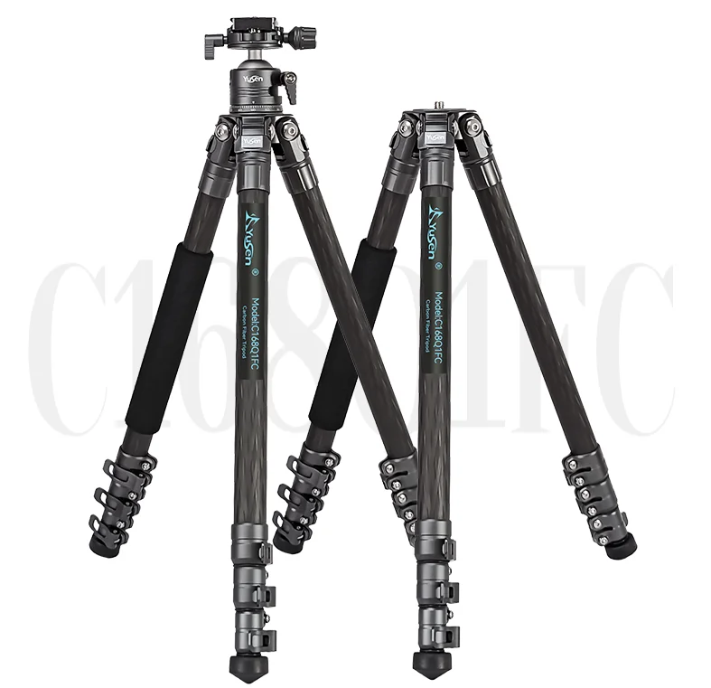 Professional Tripod 4 sections Carbon Fiber Camera Tripod stand with horizontal 360 degree center column