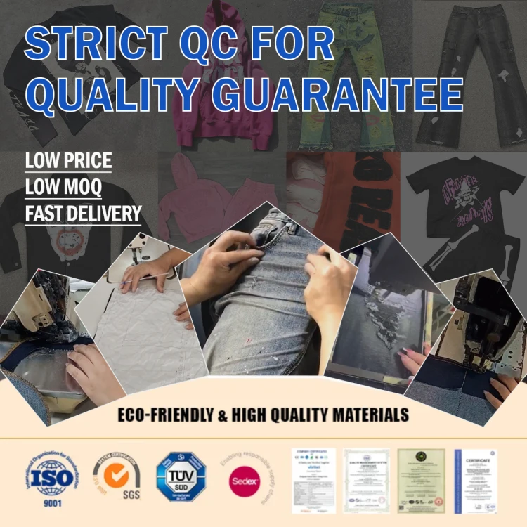 EDGE DENIM Manufacturer Custom distressed vintage washed full rivet rhinestone embroidery men jeans jacket for men