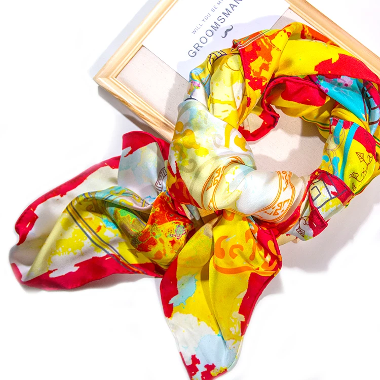 Printed Shawl  Silk Multifunction Floral Print Chiffon Hijab Scarf 2021 Fabric Handbag Jersey Long Silk Scarf Printing