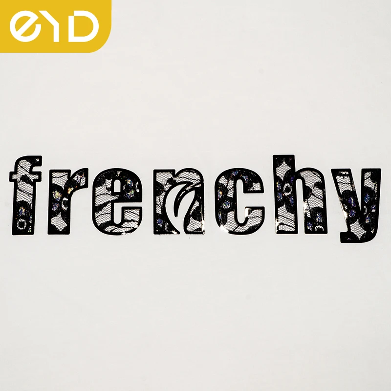 EYD Custom Jeans Jacket Leather Patch Iron on Rhinestones Lace Fabric Heat Transfer Letters and Numbers