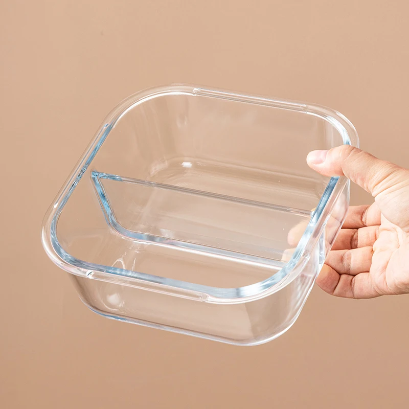 Kitchen & Housewares Interlayer  Snacks Fruits Bowls Bamboo Lid Airtight Glass Boxes Food Borosilicate Glass Storage Containers