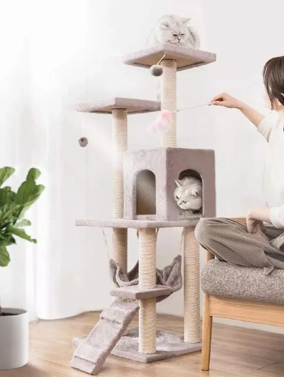 Кошачье дерево Многоуровневое для кошек котят игровая башня с когтеточками домик домашних животных