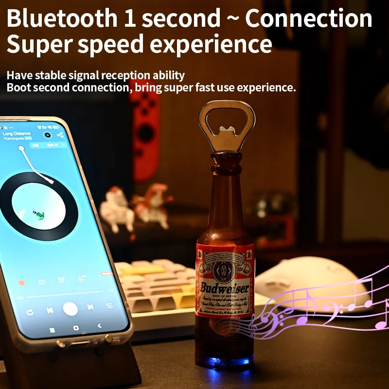 Factory Price Practical Stainless Steel Beer Bottle Shape Wine Opener Kitchen Playable Music 3D Bottle Opener