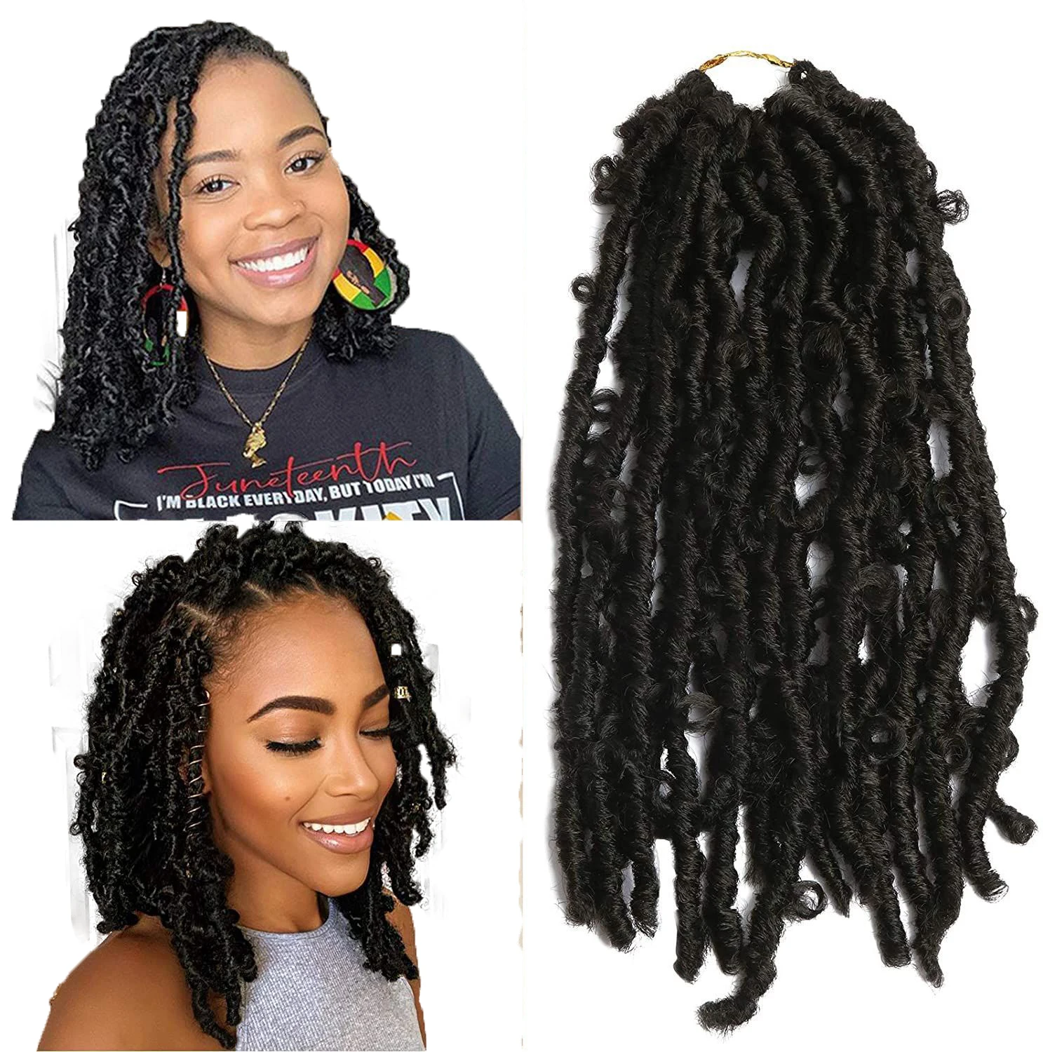 Оптовая продажа проблемных бабочка Locs накладные волосы на крючке готовых с эффектом деграде (переход от темного Бабочка Искусственные поставщиков синтетические парики для