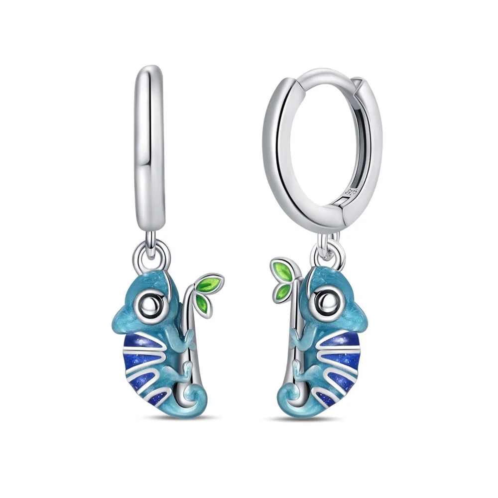 New fashion Cactus Chameleon Rose colourful diamond earring S925 Sterling Silver hoop Earrings for women gifts Jewelry wholesale