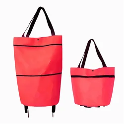 Foldable Trolley Sundries Bag Shopping Cart Reusable Grocery Shopping Box Bags with Wheels
