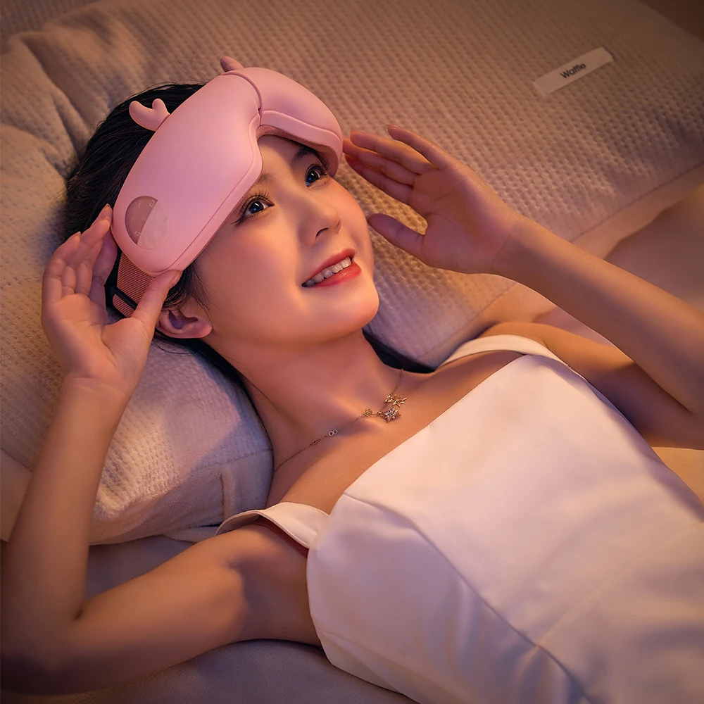 Portable Rechargeable Eye Massager with Heating Cooling Air Compression Music Relax Strain