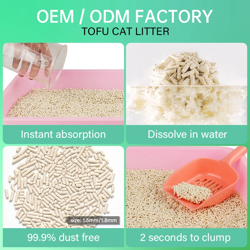 2023 new product deodorization specialized flushable tofu cat sands easy to clean indoor eco-friendly tofu cat litter