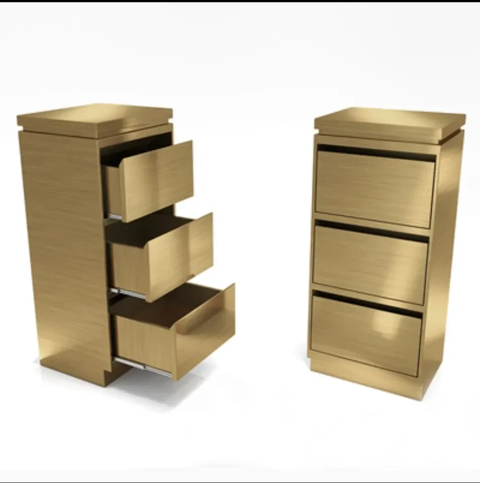 Best selling high quality stainless steel golden Barber trolley with drawer metal wire drawing process has three drawers