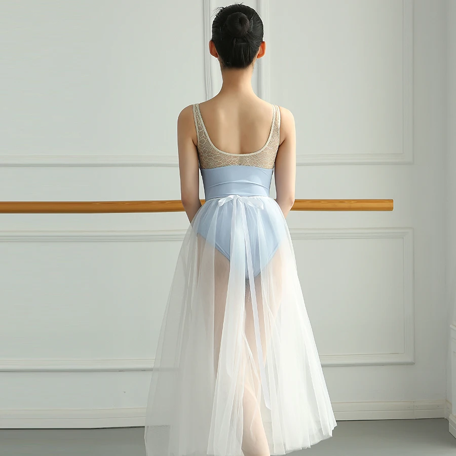 Hot Selling Contract Color Round Collar Lace Ballet Dance Leotard Simple Style Gymnastic Wear Fashionable