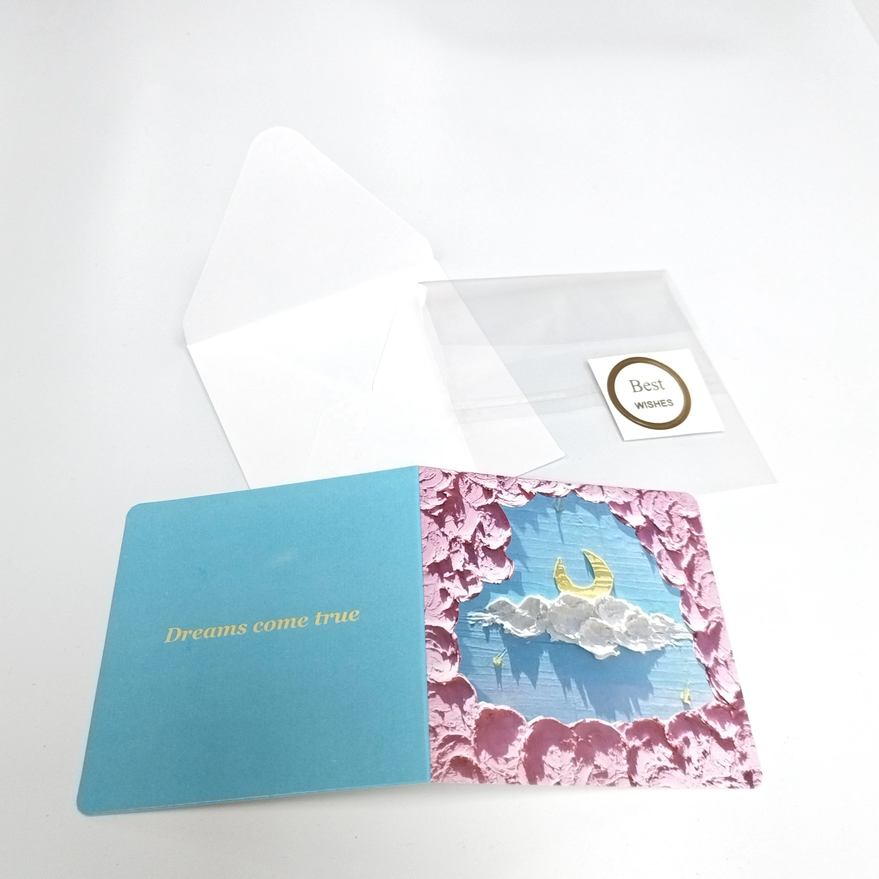 6pcs pack custom 3d looking embossed gift envelope art paper gift card