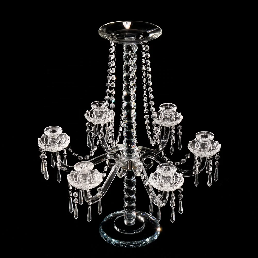 MH-Z136 7 arms flower stand crystal candelabra wedding decoration with beads curtains