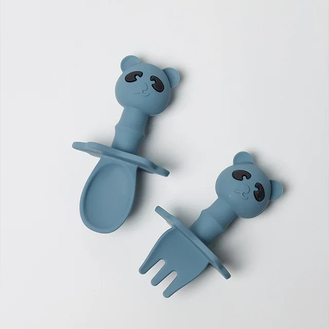 ES-Pro Wholesale Baby Training Spoon Fork Sets BPA-Free Silicone Tableware for First Stage Feeding Safe PP & Silica Gel Material