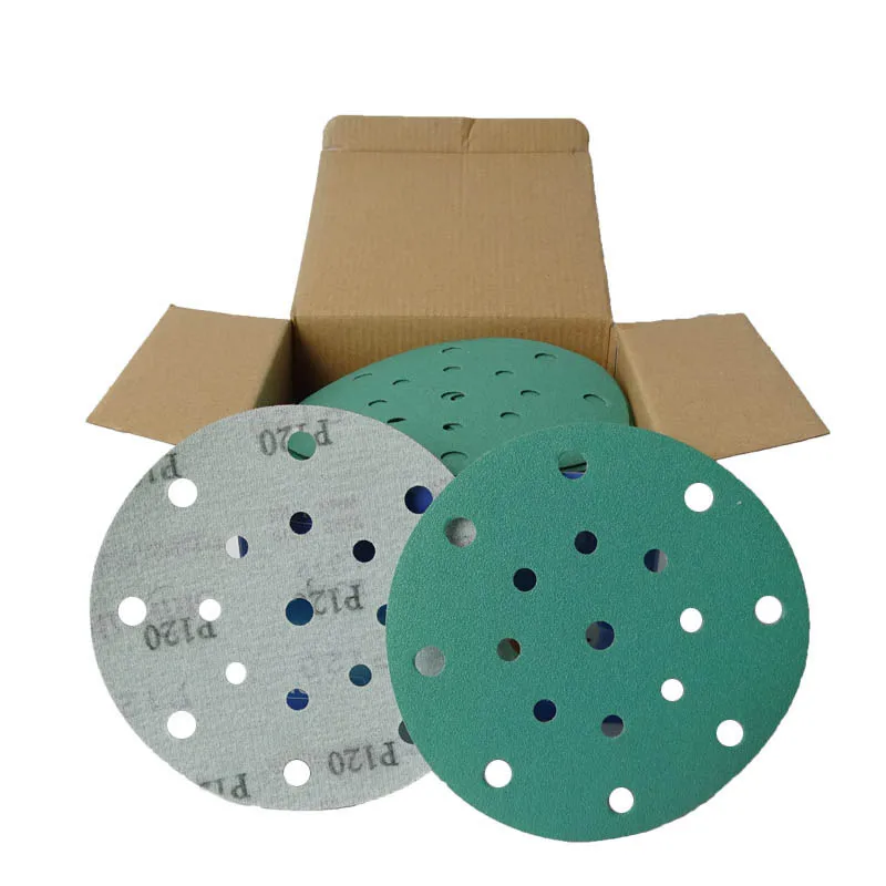 6 Inch (150mm) 17holes Green Pet Film Green Sanding Disc sandpaper for polishing