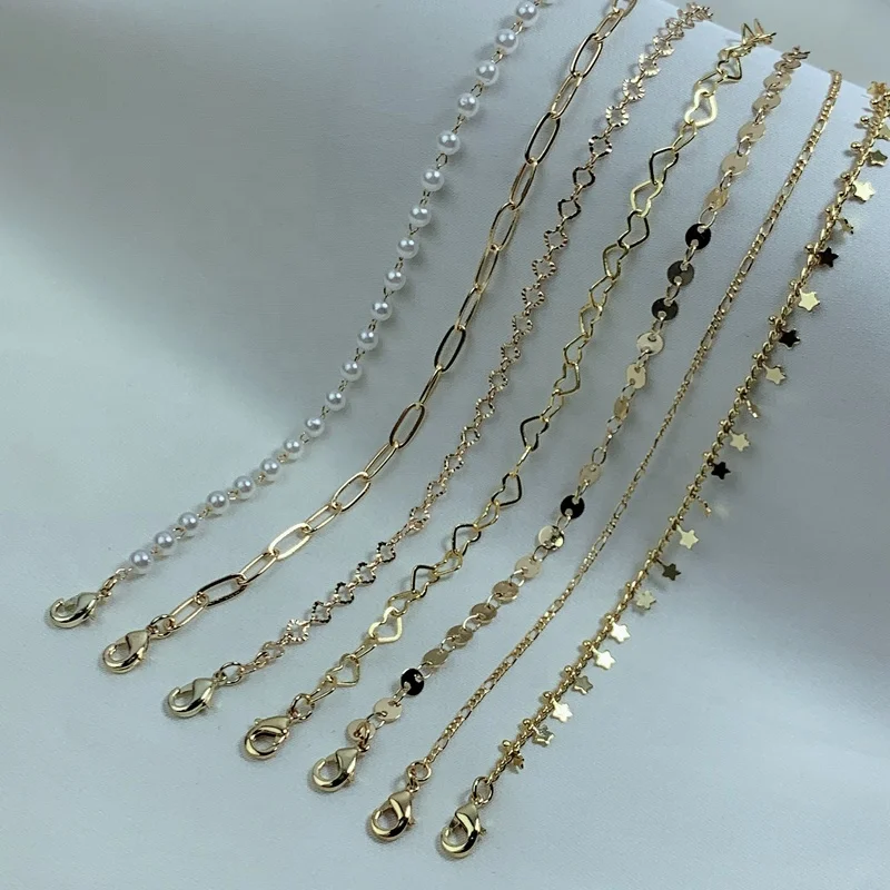 Custom hanging neck reading glasses lanyard simple plated gold glasses mask chain strap eyewear masking chains