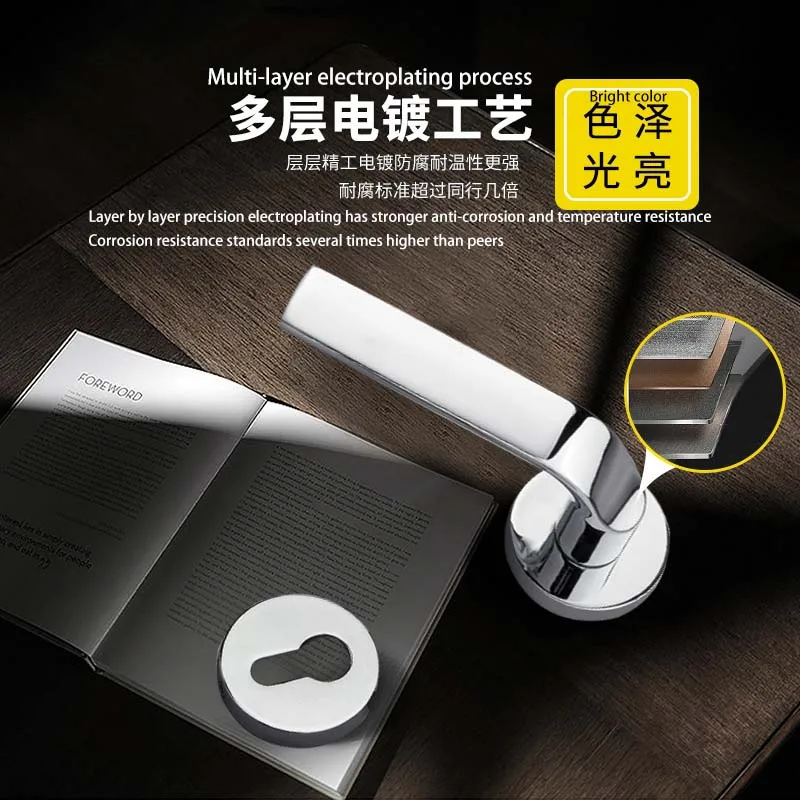 Qiansi Indoor door lockgold split lock brass silent lockbedroom silent universal wooden door lock