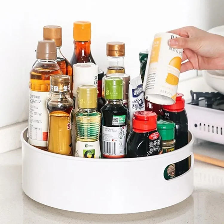 Factory Wholesale Plastic Rack Non-Skid Fridge Spice Racks Turntable Rotating Storage Organizer